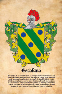Escudo heráldico del apellido ESCOLANO