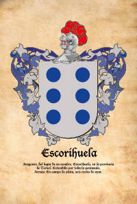 Escudo heráldico del apellido ESCORIHUELA
