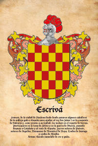 Escudo heráldico del apellido ESCRIVA