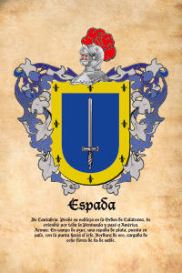 Escudo heráldico del apellido ESPADA