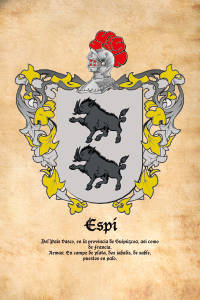 Escudo heráldico del apellido ESPI