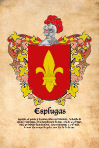 Escudo heráldico del apellido ESPLUGAS