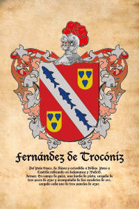 Escudo heráldico del apellido FERNÁNDEZ DE TROCÓNIZ