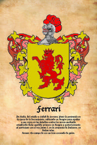 Escudo heráldico del apellido FERRARI
