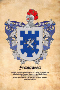 Escudo heráldico del apellido FRANQUESA