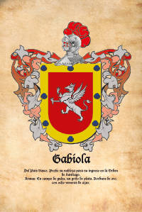 Escudo heráldico del apellido GABIOLA