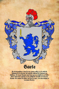 Escudo heráldico del apellido GAETE