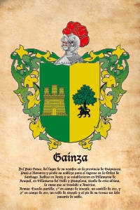 Escudo heráldico del apellido GAINZA