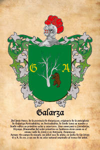 Escudo heráldico del apellido GALARZA