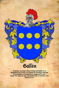Escudo heráldico del apellido GALLEN