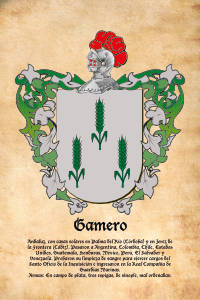 Escudo heráldico del apellido GAMERO