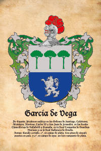 Escudo heráldico del apellido GARCIA DE VEGA
