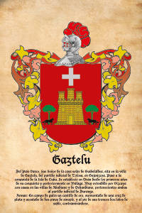 Escudo heráldico del apellido GAZTELU