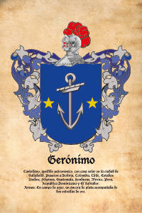 Escudo heráldico del apellido GERONIMO