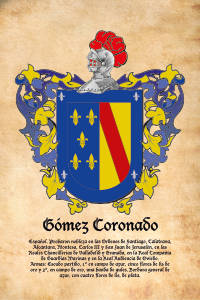 Escudo heráldico del apellido GÓMEZ CORONADO