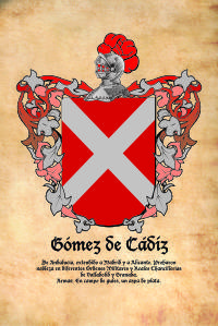 Escudo heráldico del apellido GÓMEZ DE CÁDIZ