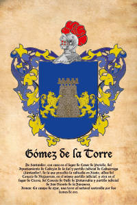 Escudo heráldico del apellido GOMEZ DE LA TORRE