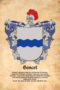 Escudo heráldico del apellido GONCET