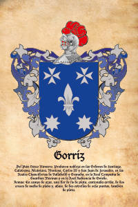 Escudo heráldico del apellido GORRIZ