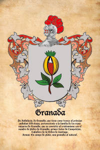 Escudo heráldico del apellido GRANADA