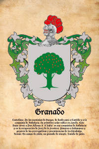 Escudo heráldico del apellido GRANADO