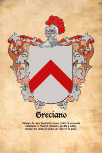 Escudo heráldico del apellido GRECIANO