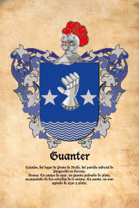 Escudo heráldico del apellido GUANTER