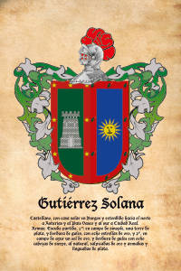Escudo heráldico del apellido Gutiérrez Solana