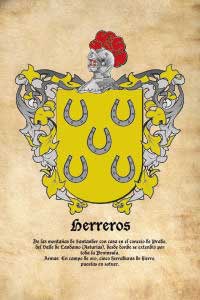Escudo heráldico del apellido HERREROS