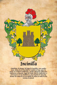 Escudo heráldico del apellido INCINILLA
