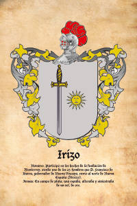 Escudo heráldico del apellido IRIZO
