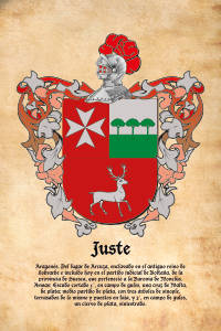 Escudo heráldico del apellido JUSTE