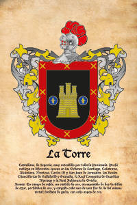 Escudo heráldico del apellido LA TORRE