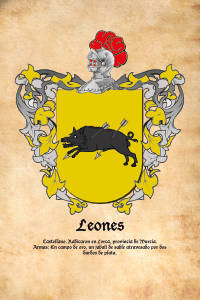 Escudo heráldico del apellido LEONES
