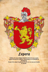 Escudo heráldico del apellido LEPERA