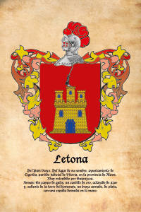 Escudo heráldico del apellido Letona