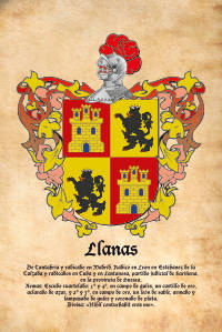 Escudo heráldico del apellido LLANAS