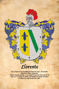 Escudo heráldico del apellido LLORENTE