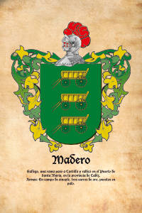 Escudo heráldico del apellido MADERO