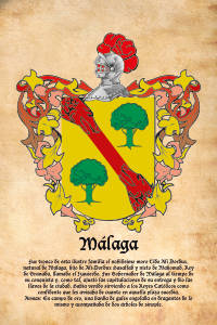 Escudo heráldico del apellido MALAGA