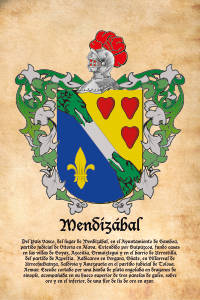 Escudo heráldico del apellido MENDIZABAL