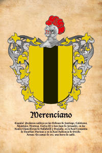 Escudo heráldico del apellido MERENCIANO