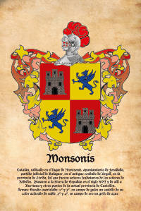 Escudo heráldico del apellido MONSONIS