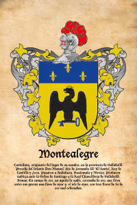 Escudo heráldico del apellido MONTEALEGRE