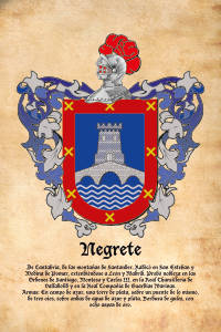 Escudo heráldico del apellido NEGRETE