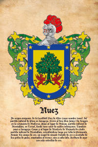 Escudo heráldico del apellido NUEZ