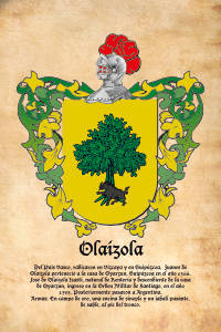 Escudo heráldico del apellido OLAIZOLA