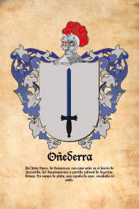Escudo heráldico del apellido OÑEDERRA