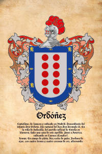 Escudo heráldico del apellido ORDOÑEZ