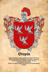 Escudo heráldico del apellido Oropin